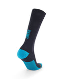 Rear view of SA1NT LAYERS Compression Race Socks Charcoal Bright Blue showing heel cup