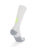 Rear view of SA1NT LAYERS Compression Race Socks White Fluro Yellow showing heel cup